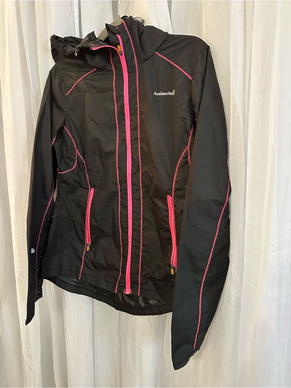 Avalanche Black Women's Hooded Rain Jacket with Pink Trim - Picture 3 of 13